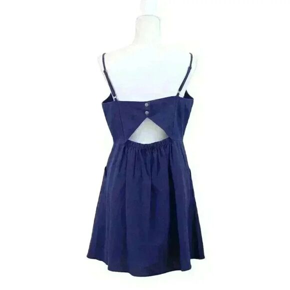 Market & Spruce "Truly Poppy" Navy Linen Mini Dress – Size Large - Picture 2 of 9